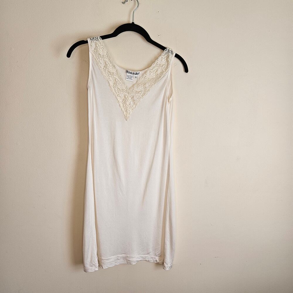 Winter Silks Chemise, Ivory, 100% Silk, Sz S